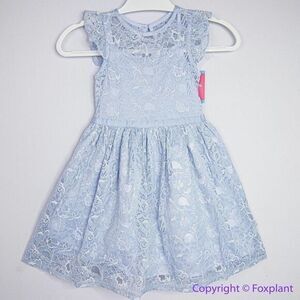 NEW Zunie Girl Periwinkle Lace Flutter Sleeve Dress lace light blue dress, 6/6X